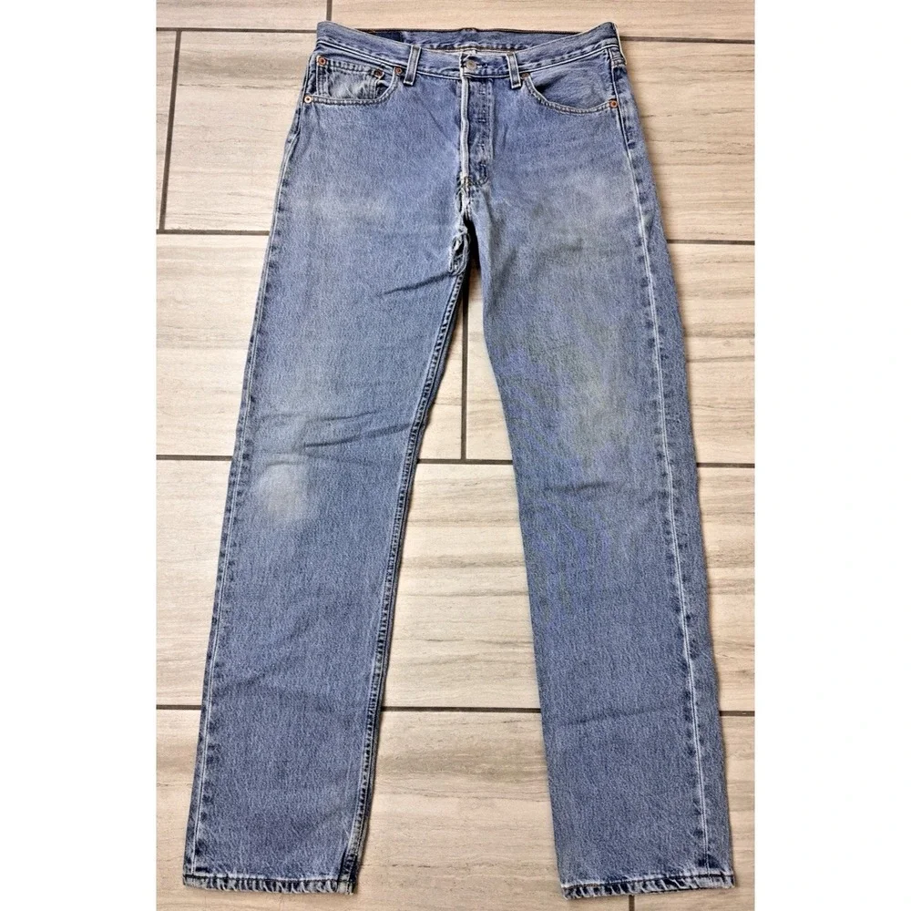 Levi's 501 Vintage Thrashed Distressed Ripped Button Fly‎ Jeans Men's 34X34 Y2K